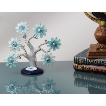 Feng Shui Nazar Boncuğu Çiçeği Hayat Ağacı Servet Çakra Şans Ağacı Mavi Göz Vitrin Masa Süsü Aster 14 Cm 40899913