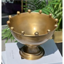Bn112 Toplu Lem Kase 25 Cm Eskitme Dekoratif Metal Şık Salon Aksesuar Kase Altın