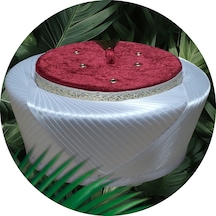 Fabrikam06 Saten Sultan Çapraz Sarık Bordo Sarık İmam Veya Cami Sarığı Özel Elyapımı Sarık 52 Cm S117 Açık Krem