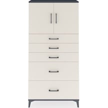 Arges Dolap 2 Raflı 5 Çekmeceli 2 Kapaklı 88x30x182 Antrasit-... Antrasit