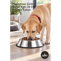 4 Adet Paslanmaz Çelik Mama Kabı 34 Cm Kaymaz Taban