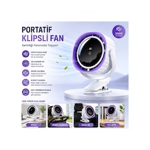 Bwfn16 Klipsli Fan Masaüstü Ve Bebek Arabası İçin Şarjlı Mandallı Vantilatör 1800rpm 3600mah Serinletici Mini Klima
