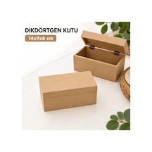 Dikdörtgen Mdf Kutu 14x9x6 Cm Ham Ahşap Menteşeli Dekoratif Kutu