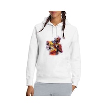Lakers Basketci Baskılı Beyaz Kadın Kapşonlu Sweatshirt