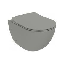 Creavit Free Rim-off Duroplast Yavaş Kapanan Klozet Kapaklı Cool Grey Set