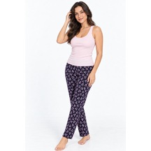 Fit Women Kadın Trend Günlük Bluz Pembe Desenli Pijama Takımı
