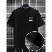 Yake Store Erkek Dağ Grafikli Tişört, Yaz Için Büyük Beden Rahat T-shirt - Siyah - Siyah