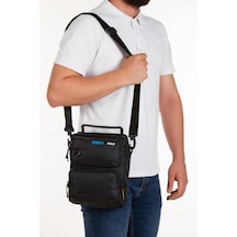 Newish Polo Quatro Kumaş Çok Bölmeli Siyah - Mavi Erkek Çapraz Omuz Ve El Çantası Günlük,seyahat,okul - Erkek Siyah