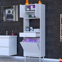 Modilayn Arda 65x173x32,5 Cm 1 Çekmece 1 Göz Sepetli Ve 3 Raf Akıllı Dolap İle Dağınıklığa Son Beyaz