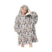 Cat Desenli Çocuk Giyilebilir Battaniye Hoodie, Oversize Kalın Polar, 6-13 Yaş-a60 Cat Variety Gray