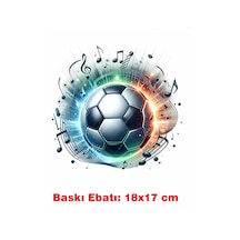 Futbol Topu Temalı Ütü İle Yapışan Tekstil Kumaş Tişört Dtf Baskı 3577