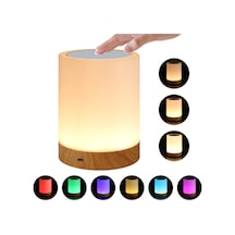 Kısılabilir Led Renkli Yaratıcı Ahşap Desenli Şarjlı Gece Lambası Başucu Lambası Atmosfer Işığı Çok Renk