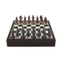 Gifthome Büyük Boy Metal Osmanlı-bizans Satranç Tk. Antik Ve Ceviz Desenli Sandıklı Mdf Tahtası 36x36 Cm.