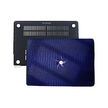 Apple Uyumlu MacBook Air M1 Deri Kılıf 360 Derece Saran Kaplama Koruyucu Touchıd'li M1 Air A2337 A2179 A1932 İle Lacivert