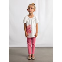 Kız Çocuk Baskılı Tişört Tayt Takım 3723 Pembe