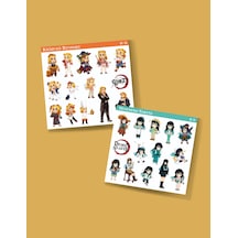 Demon Slayer-kyōjurō Rengoku-muichiro Tokito-parlak Kağıt -2li Sticker Set-etiket-kimetsu No Yaiba Karışık