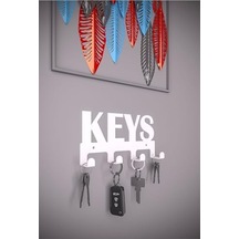 Keys Metal Anahtar Askısı Duvar Anahtarlık & Anahtar Düzenleyici - Beyaz