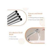 Ekstra Uzun Paslanmaz Çelik Pipet Seti 3 Parça Eğri + Düz + Fırça