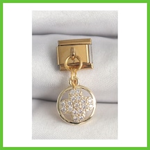 Bezos 316l Çelik Gold Renk Sallantı Zirkon Taşlı Yonca Model Nomination Charm Dmc