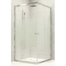 Durul Duşakabin Kare / Dikdörtgen Parlak Profil Çizgili Cam Beyaz