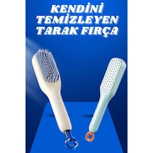 Kendi - 266 - Kendini Temizleyen Otomatik Tuşlu Saç Tarağı Dolk Açıcı Masaj Fırçası - Aconcept - Silikon Fırça