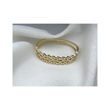 Atabijuteri Taşlı Minik Çiçek Kelepçe Gold & Silver Design Altın - 653356677 Altın