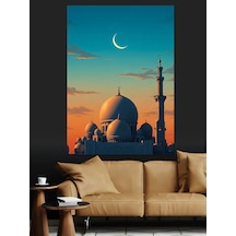 Ahşap Tablo Cami Silüeti Gece Manzara