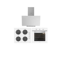 Silverline BO6503W01 - CS5335W02 - 3481 Flam Beyaz Cam Ankastre Set