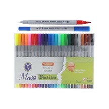 Fineliner Kalem Çift Yönlü 24 Renk 1 Paket Fırça Uç ve Fineliner Brushpen 24'Lü Keçe Uçlu Kalem Kalın İnce Keçeli Kalem