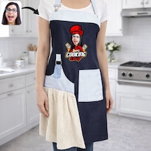 Bk Gift Kişiye Özel Karikatürlü Pamuk Denim Havlu Detaylı Mutfak Önlüğü -2, Aşçı Ve Şef Önlüğü, Anneye  Kobitmeyencom36568 Bk Gift Renkli