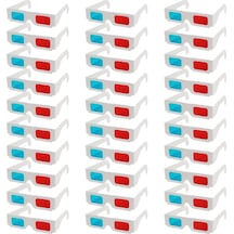 Zerodeko 30'lu 3d Kağıt Gözlük Paketi Kırmızı Mavi Lensli Anaglyph Film Gözlük Beyaz Karton Çerçeveler Yetişkinler İçin Hafif Ve Cilt Dostu Ev Sineması Ve Filmler İçin 3d Video Gözlük