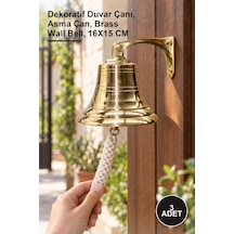 3 Adet Pirinç Duvara Asmalı Çan Dekoratif Duvar Çanı, Asma Çan, Brass Wall Bell, 16x15 Cm