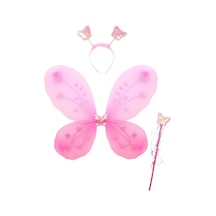 Toz Pembe Renk Kanadı Tacı Ve Sopası 50x37 Cm