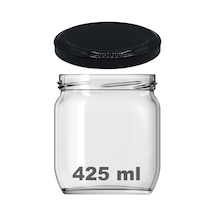 Afracam Metal Kapaklı Şeffaf Cam Kavanoz Siyah 425 ML