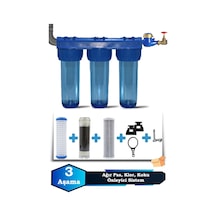 Sumarkt Atlantis Daire Bina Girişi 10" 3 Aşama Su Arıtma Yumuşatma Cihazı Klor Pas Önleyici Set