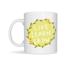 Live Learn Grow Motivasyon Kupası Model 133 Yaşa, Öğren, Geliş İlham Veren Tasarım, Porselen Kupa, Pozitif Mesajlı Kahve & Çay Kupası Çok Renkli