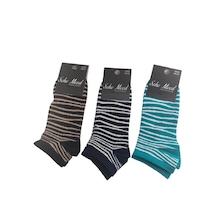 3'lü Modal Dikişsiz Renkli Desenli Pamuklu Kadın Patik Çorabı Karışık