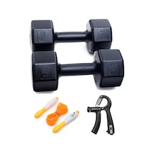 3 Kg Dambıl X 2 Adet 6 Kg + Sayaçlı Ayarlanabilir El Yayı + Sayaçlı Atlama İpi