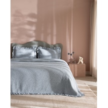 Madame Coco Crefurien Pamuklu Çift Kişilik Yatak Örtüsü - Açık Mavi 8684427178232 Çok Renkli