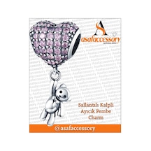 Sallantılı Kalpli Ayıcık Pembe Charm