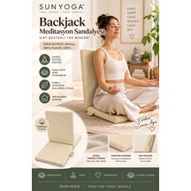 Backjack Meditasyon Sandalyesi Metal İskeletli Sırt Destekli Yoga Yer Minderi Ekru