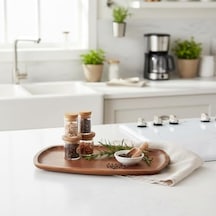 Akasya Ağacı Kayık Sunum Tepsisi 33x20 Cm Ahşap Servis Ve Kahve Tepsisi Peynir, Şarküteri Ve Dekoratif Banyo/masaüstü Organizeri Açık Bej