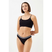 Cottonhill Siyah Renk Spor Kesim %90 Pamuklu Kadın Bikini Külot Siyah