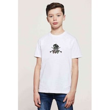 Scool Kurukafa Skereet Baskılı Unisex Çocuk Beyaz T-Shirt