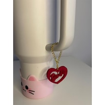 Barbie Kalp Quencher Termos Bardak Aksesuarı Zincirli Dekoratif Süs Bordo