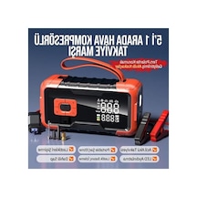 Acil Durumlar İçin 5'i 1 Arada Şarjlı Akü Takviye Cihazı Ve Kompresör