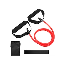 Yaleker 3'lü Lateks Egzersiz Direnc Bandı Seti - 1.4m Pull Tube, Kapı Bağlayıcı Ve Saklama Çantası Kırmızı