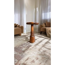 Rustik Doğal Masif Ahşap Tekli Yan Sehpa Açık Ceviz Renk