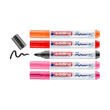 4500 Tekstil Kalemi - Siyah, 2x Kırmızı, Turuncu, Pembe - 5'li Set - 2-3 Mm Yuvarlak Uç 3 Siyah+2 Mavi+ 1 Kırmızı+ 1 Yeşil