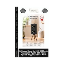 Kablosuz Hoparlör 24w 3000mah Taşınabilir Ayaklı D67 Müzik Aparatı Seyyar Alet Ses Aleti